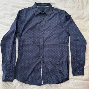 Boys Navy Blue Patterned Shirt